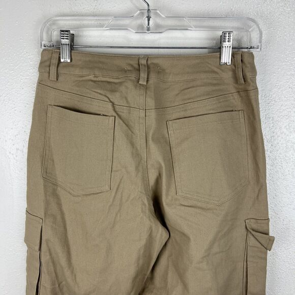 Brooklyn Karma Mikayla Cargo Pants Women Small 28 x 32 Taupe Khaki Pockets Wide - Picture 8 of 9